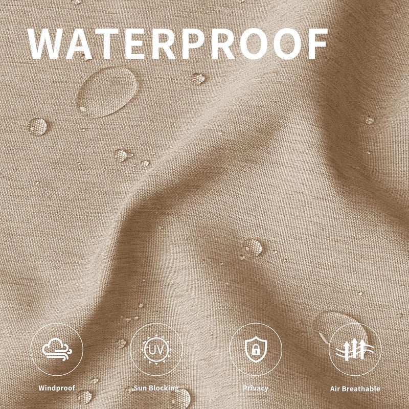 Easy-Going Linen Look Outdoor Curtains Waterproof Windproof Porch Curtains, Soft Thicken Outdoor Privacy Curtains for Patio, Gazebo, Grommet Top and Tab Bottom Drape, 1 Panel, 54x108 inch, Beige - Image 2